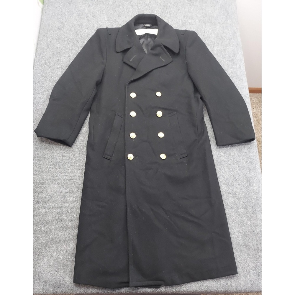 Flying Cross Overcoat Mens 42 Short Black Wool Melton US Naval Academy Dress USA